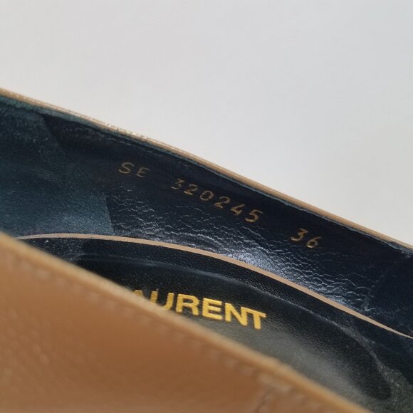 Saint Laurent Janis Platform Heels Tan SIZE 36  Dust Bags Pumps Pointed Leather - Picture 8 of 17